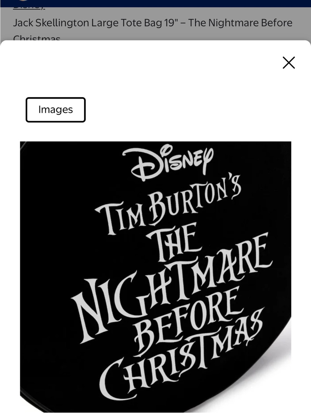 Disney - Jack Skellington Large FaceTote Bag - The Nightmare Before Christmas - Picture 4 of 7